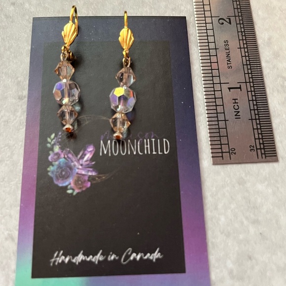 Swarovski Gold Earrings, Handcrafted Genuine Swarovski Crystal Bridal Earrings - Picture 3 of 14